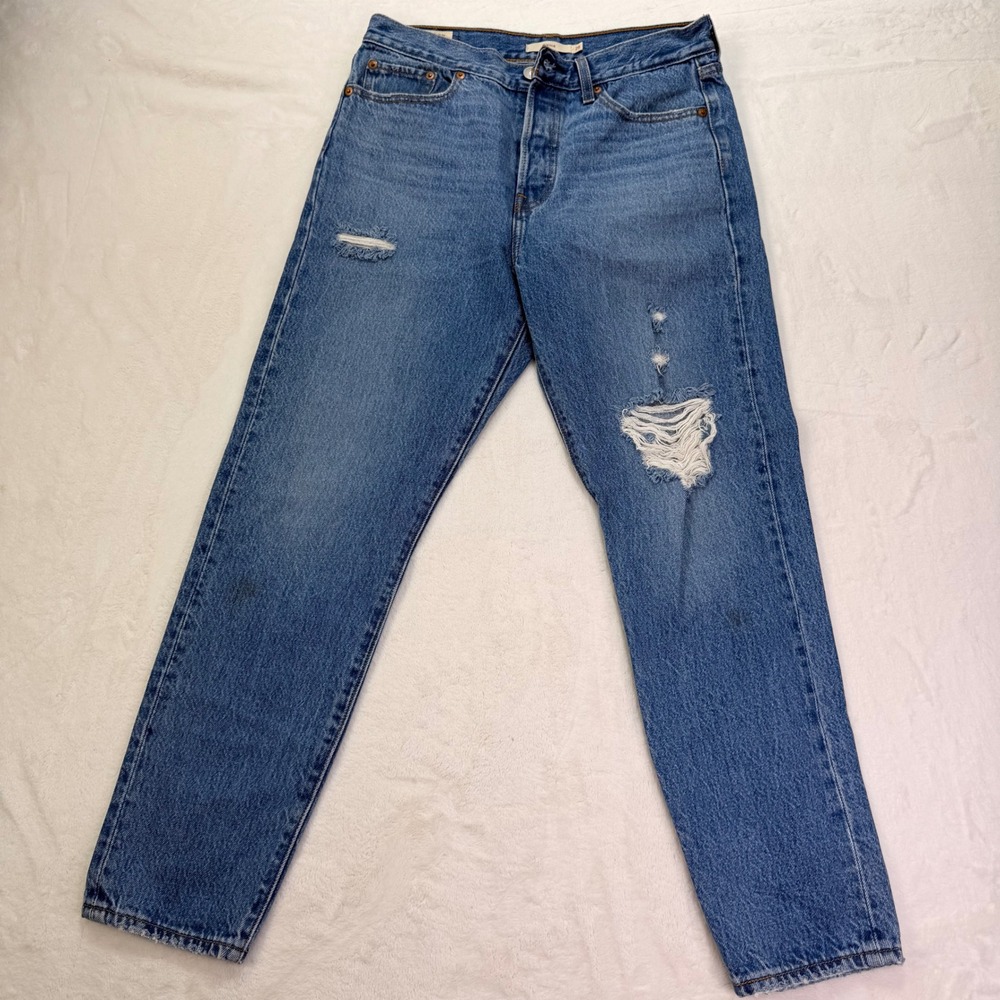 Levi Wedgie Straight Jeans Distressed Blue‎ Womens 29